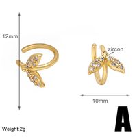 1 Pair Modern Style Simple Style Bat Inlay Copper Zircon 18K Gold Plated Ear Cuffs sku image 1