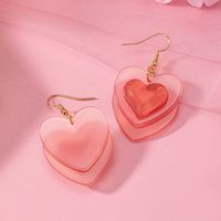 1 Pair Y2K Sweet Heart Shape Arylic Ferroalloy Drop Earrings main image 4