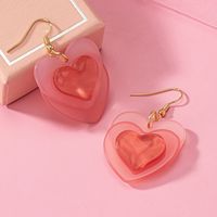 1 Pair Y2K Sweet Heart Shape Arylic Ferroalloy Drop Earrings main image 3