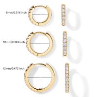 1 Paar Elegant Einfacher Stil Kreis Kupfer Zirkon K Vergoldet Reif Ohrringe main image 2