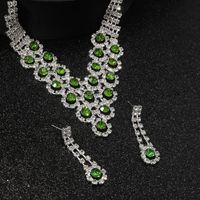 Strass Le Cuivre Plaqué Argent Élégant Glamour Gemme Incruster Zircon Ensemble De Bijoux main image 4