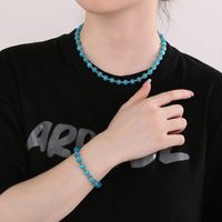 Casual Simple Style Round Natural Stone Turquoise Beaded Unisex Bracelets Necklace main image 5