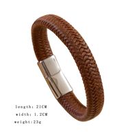 Casual Simple Style Geometric Stainless Steel Leather Braid Men's Bangle main image 2