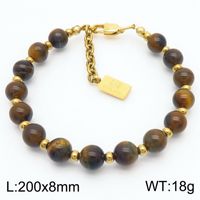 Casual Simple Style Round Natural Stone Turquoise Beaded Unisex Bracelets Necklace sku image 1