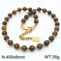 Casual Simple Style Round Natural Stone Turquoise Beaded Unisex Bracelets Necklace sku image 6