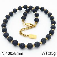 Casual Simple Style Round Natural Stone Turquoise Beaded Unisex Bracelets Necklace sku image 8