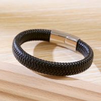 Casual Simple Style Geometric Stainless Steel Leather Braid Men's Bangle main image 5