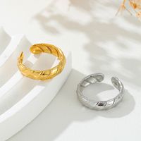 Stainless Steel Vintage Style Simple Style Solid Color Open Rings main image 3