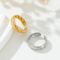 Stainless Steel Vintage Style Simple Style Solid Color Open Rings main image 4
