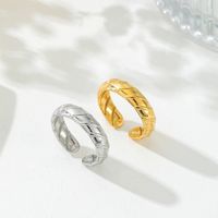 Stainless Steel Vintage Style Simple Style Solid Color Open Rings main image 6