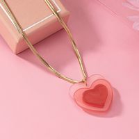 Cute Sweet Heart Shape Arylic Copper Alloy Women's Pendant Necklace sku image 1