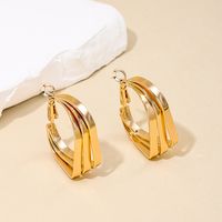 1 Pair Casual Simple Style Quadrilateral Alloy Hoop Earrings main image 1