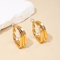 1 Pair Casual Simple Style Quadrilateral Alloy Hoop Earrings sku image 1