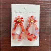 1 Pair Classic Style Flower Plastic Resin Drop Earrings sku image 5