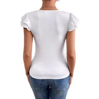 Frau T-Shirt Kurzarm T-Shirts Spitze Einfacher Stil Einfarbig main image 5