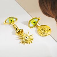 1 Pair Retro Luxurious Round Eye Plating Inlay Alloy Resin Rhinestones Pearl Gold Plated Drop Earrings main image 3