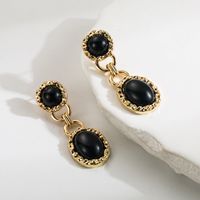 1 Pair Retro Luxurious Round Eye Plating Inlay Alloy Resin Rhinestones Pearl Gold Plated Drop Earrings main image 4
