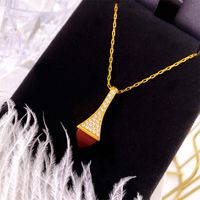 Copper 18K Gold Plated IG Style Commute Pyramid Inlay Zircon Pendant Necklace sku image 3