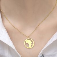 304 Stainless Steel 18K Gold Plated Casual Simple Style Map Pendant Necklace main image 9