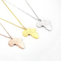 304 Stainless Steel 18K Gold Plated Casual Simple Style Map Pendant Necklace main image 4