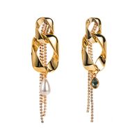 1 Pair Retro Tassel Plating Inlay Alloy Rhinestones Pearl Gold Plated Silver Plated Drop Earrings main image 5