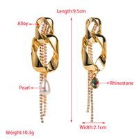 1 Pair Retro Tassel Plating Inlay Alloy Rhinestones Pearl Gold Plated Silver Plated Drop Earrings main image 2