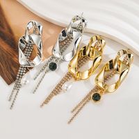 1 Pair Retro Tassel Plating Inlay Alloy Rhinestones Pearl Gold Plated Silver Plated Drop Earrings main image 1