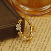 Wholesale Vacation Flower Copper Plating Inlay 18K Gold Plated Zircon Open Rings main image 6
