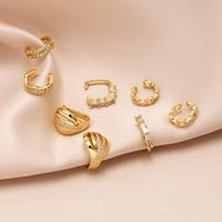 1 Pair Simple Style Geometric Copper Zircon 18K Gold Plated Ear Cuffs main image 1
