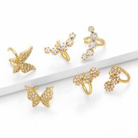 1 Pair Elegant Simple Style Star Flower Butterfly Copper Zircon 18K Gold Plated Ear Cuffs main image 3