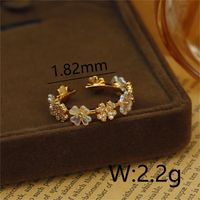 Wholesale Vacation Flower Copper Plating Inlay 18K Gold Plated Zircon Open Rings sku image 1