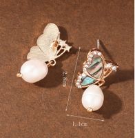1 Pair Bridal Simple Style Butterfly Pearl Inlay Alloy Rhinestones Shell Gold Plated Drop Earrings main image 2