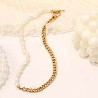 Stainless Steel Freshwater Pearl Elegant Simple Style Color Block Toggle Necklace main image 3
