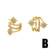 1 Pair Elegant Simple Style Leaf Star Copper Zircon 18K Gold Plated Ear Cuffs main image 6