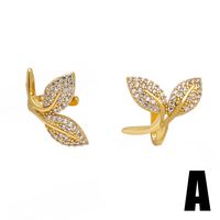 1 Pair Elegant Simple Style Leaf Star Copper Zircon 18K Gold Plated Ear Cuffs main image 5
