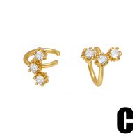 1 Pair Elegant Simple Style Leaf Star Copper Zircon 18K Gold Plated Ear Cuffs main image 7