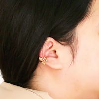 1 Pair Elegant Simple Style Leaf Star Copper Zircon 18K Gold Plated Ear Cuffs main image 4