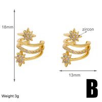 1 Pair Elegant Simple Style Leaf Star Copper Zircon 18K Gold Plated Ear Cuffs sku image 1