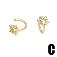 1 Pair Elegant Simple Style Star Crown Copper Zircon 18K Gold Plated Ear Cuffs main image 6