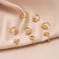 1 Pair Elegant Simple Style Star Crown Copper Zircon 18K Gold Plated Ear Cuffs main image 1