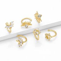 1 Pair Elegant Simple Style Star Crown Copper Zircon 18K Gold Plated Ear Cuffs main image 3