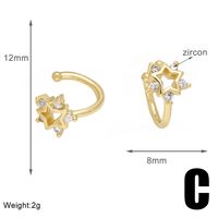 1 Pair Elegant Simple Style Star Crown Copper Zircon 18K Gold Plated Ear Cuffs sku image 2
