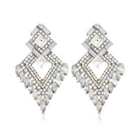 1 Pair Elegant Glam Rhombus Alloy Rhinestones Silver Plated Drop Earrings main image 5