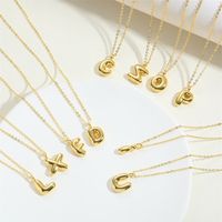 Copper 14K Gold Plated Simple Style Letter Pendant Necklace main image 3