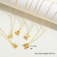 Copper 14K Gold Plated Simple Style Letter Pendant Necklace main image 2