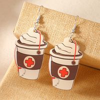1 Pair Casual Cartoon Style Cup Arylic Silver Plated Drop Earrings main image 7