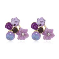 1 Pair Casual Vacation Flower Plating Alloy Rhinestones Ear Studs main image 1