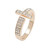 Wholesale Jewelry Elegant Geometric Solid Color Alloy Rhinestones Gold Plated Asymmetrical Inlay Rings main image 5
