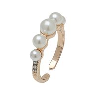 Wholesale Jewelry Elegant Geometric Alloy Pearl Gold Plated Inlay Open Rings main image 2