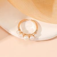Wholesale Jewelry Elegant Geometric Alloy Pearl Gold Plated Inlay Open Rings main image 4